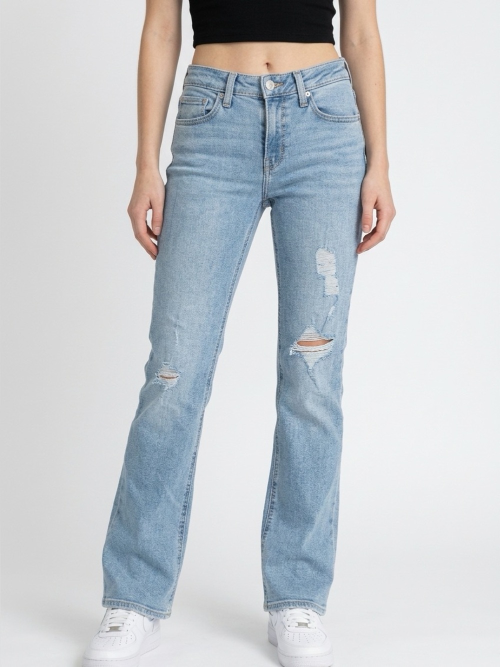 Levi's Light Blue Distressed Wide-Leg Jeans